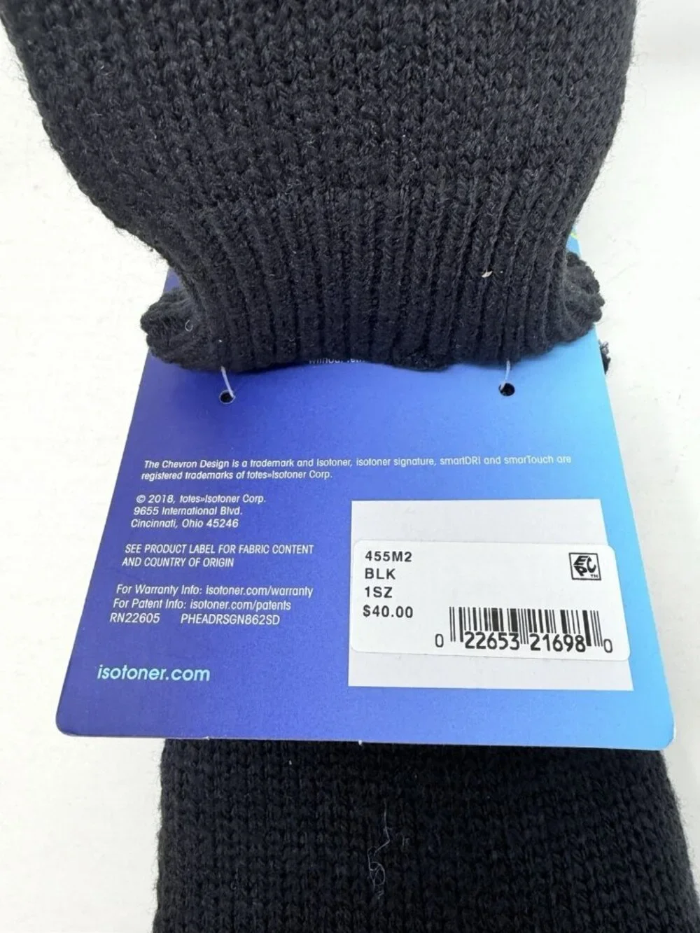 Isotoner Womens One Size Fits Most Textured Touchscreen Gloves in Black 1300 - Picture 7 of 9